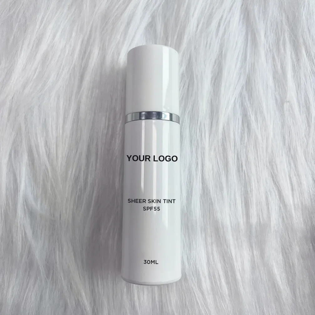 شعار مخصص نباتي خاص 14 لون زجاجة بيضاء SPF55 + كريم حماية للوجه الجسم السيطرة على النفط تبييض الأشعة فوق البنفسجية كريم الشمس ماكياج