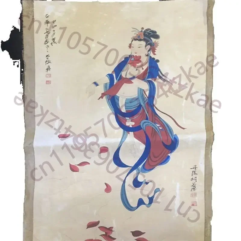Chinese Old Scroll The works Painter Zhang Daqian's Dunhuang Ladies Painting , Rice Paper Painting Slice,Decorative Picture Art