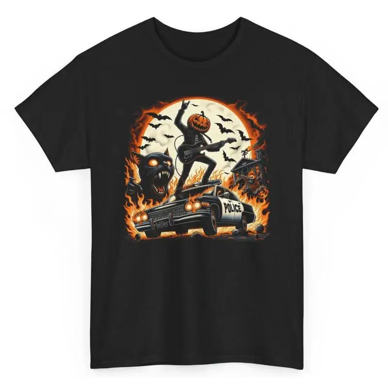 

Crazy Pumpkin Adventure T Shirt Horror Rock Spooky Season Cat Halloween