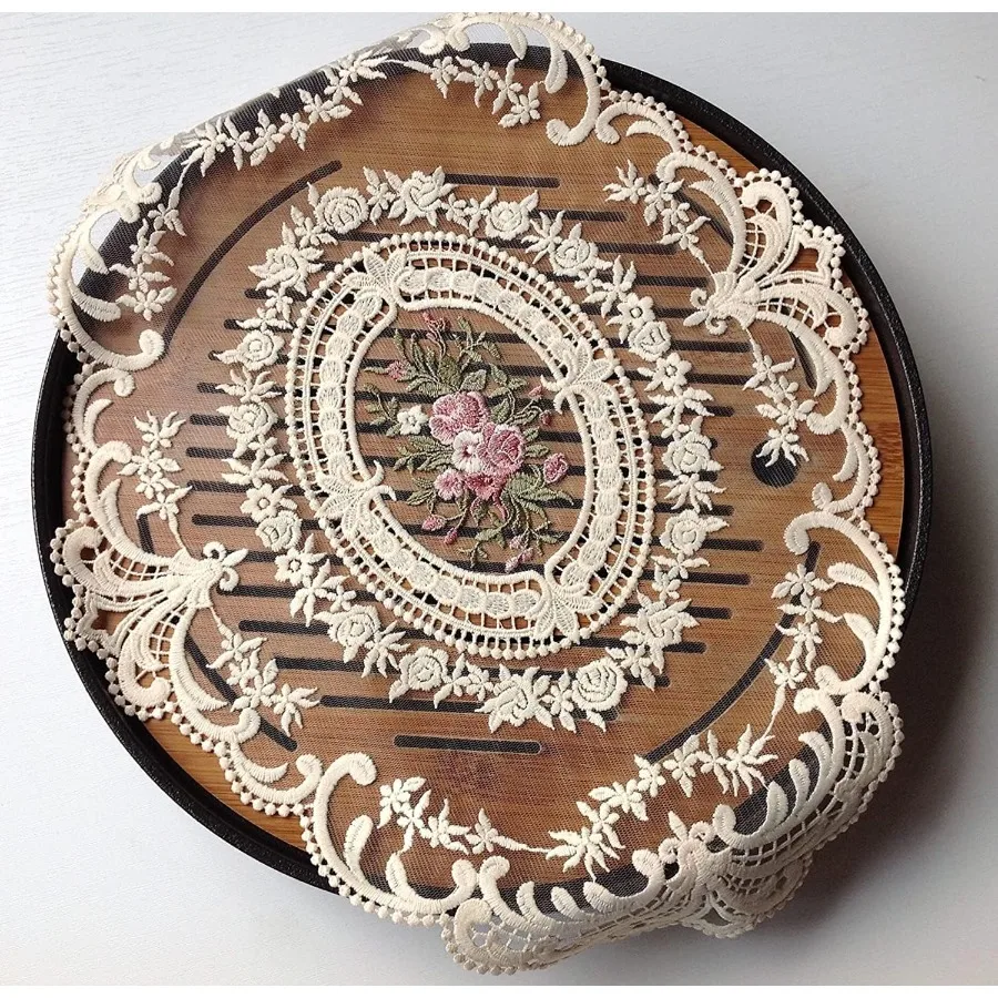 2 حزمة المفارش الدانتيل الرجعية Freh الكروشيه المفارش اليدوية المطرزة الجدول الحصير 12x16in البيج مكان الحصير كأس حصيرة