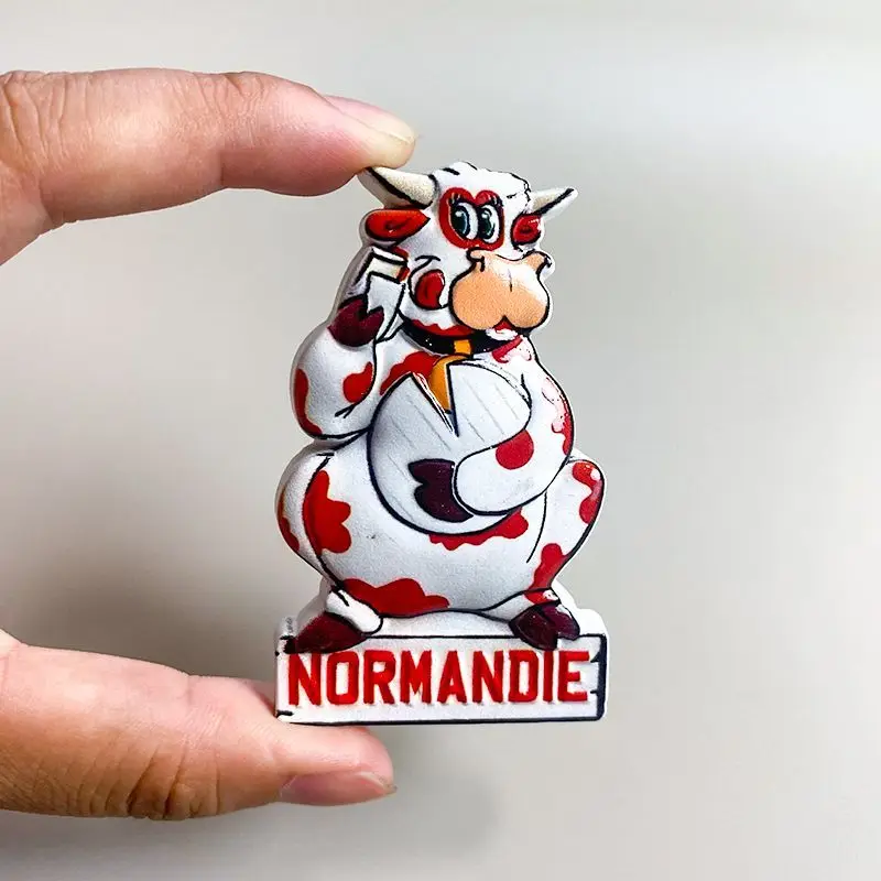 Cute Cow 3D-Painted Refrigerator Magnet Normandy Cultural Creative Home Decor French Travel Souvenir Gift