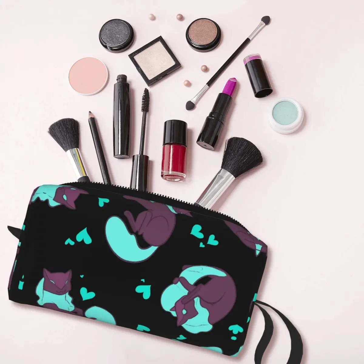 Melog-Bolsa de maquillaje con patrón para mujer, organizador de cosméticos, Kit de almacenamiento de artículos de tocador, estuche de lápices de viaje de belleza