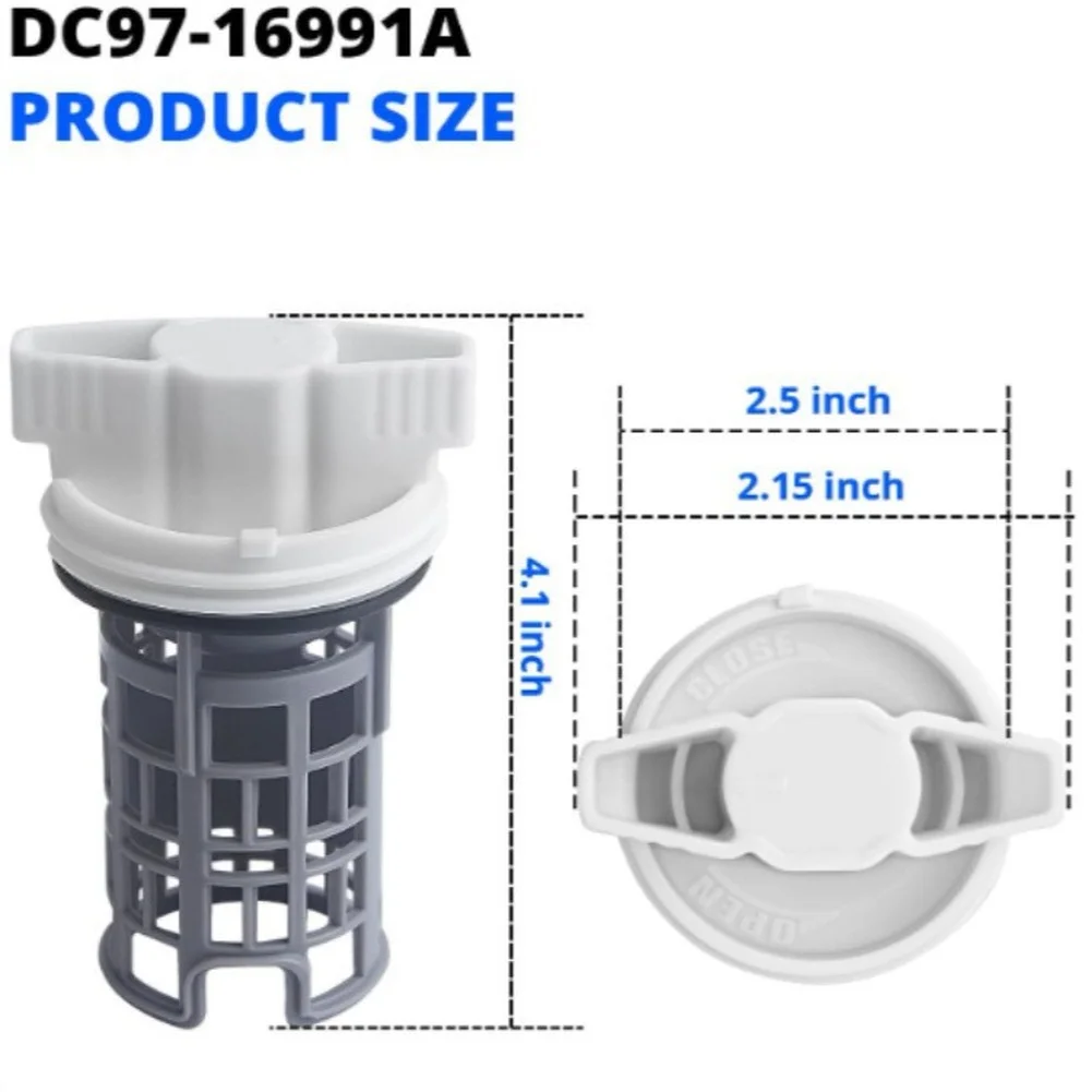 Laundry Washing Machine Drain Pump Filter Replacement Part Captures Debris to Maintain Optimal Operation and Prevent Clogs