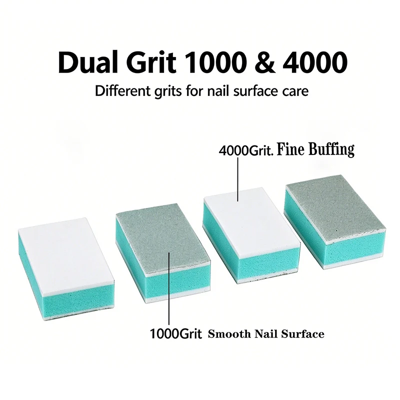 50/100Pcs Mini Nail Buffing Blocks 1000/4000 Grit Double Sided Sponge Nail Buffer Cubes for Natural Nail Polishing Pedicure