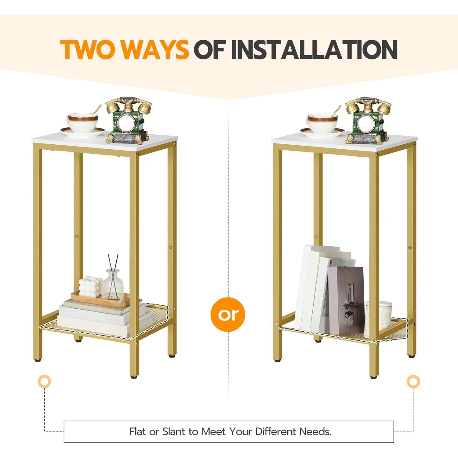 Industrial End Telephone Table with Adjustable Mesh Shelves, Small Entryway Table,  Small Table for Hallway, Living Room, Office