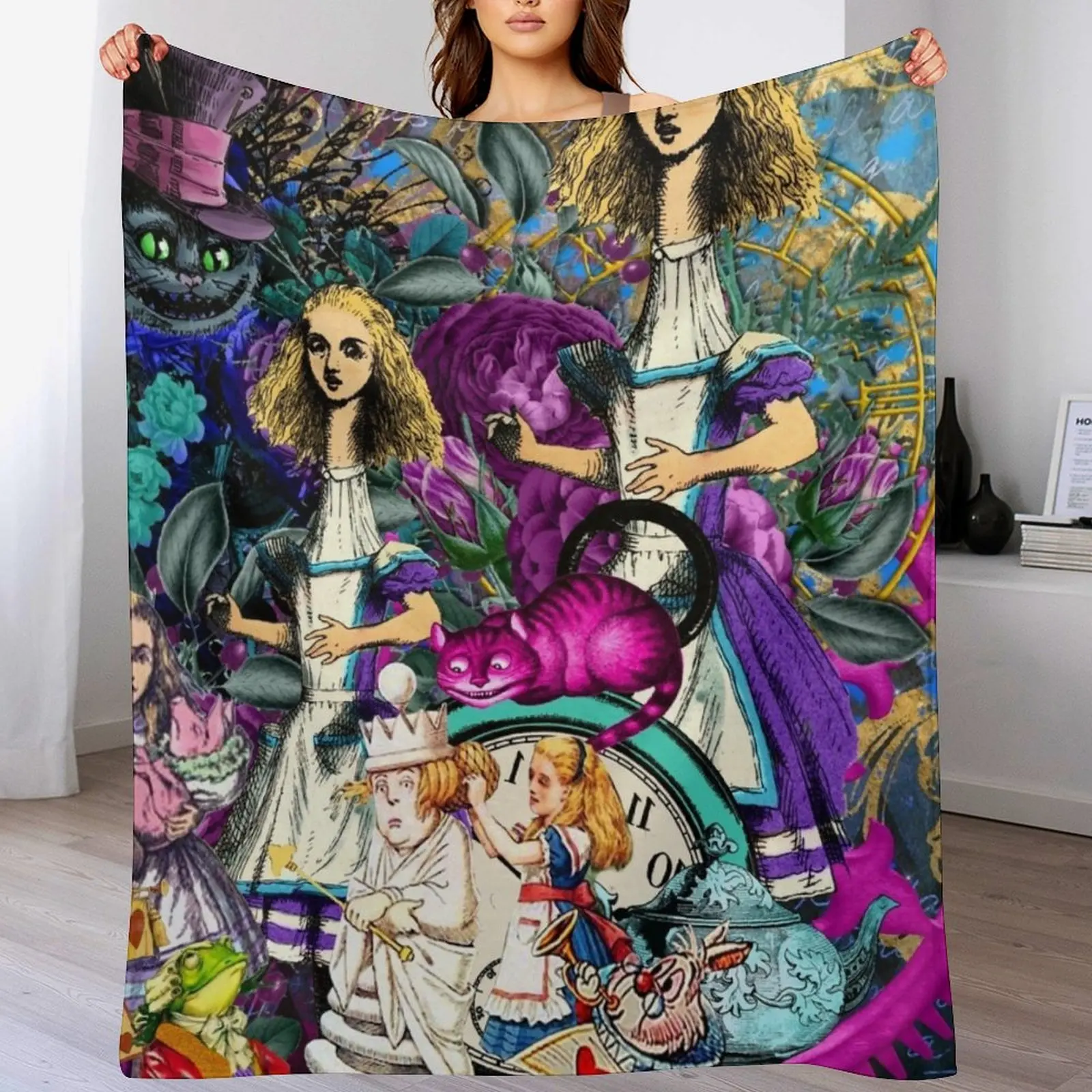 

alice wonderland, alice in vintage wonderland Throw Blanket Ultra Soft Flannel Fleece Blanket for All Seasons