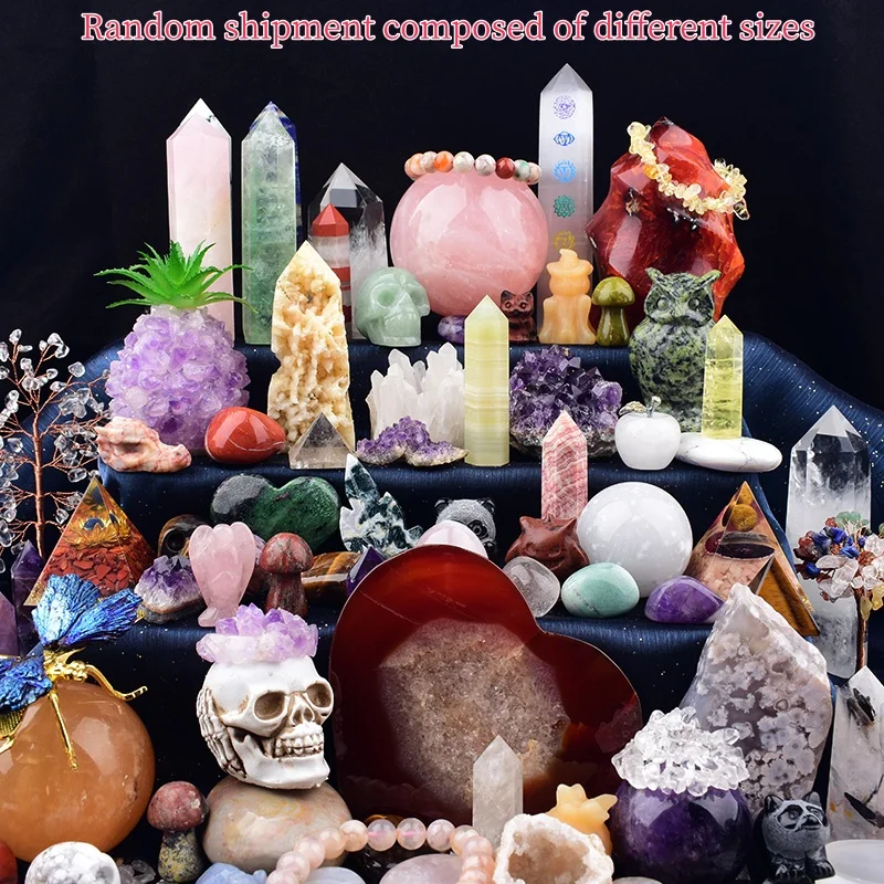 500g/1000g Natural Crystal Stone Suit Crafts Healing Reiki Decoration Figurine Mineral Specimen Obelisk Home Decor Collectible
