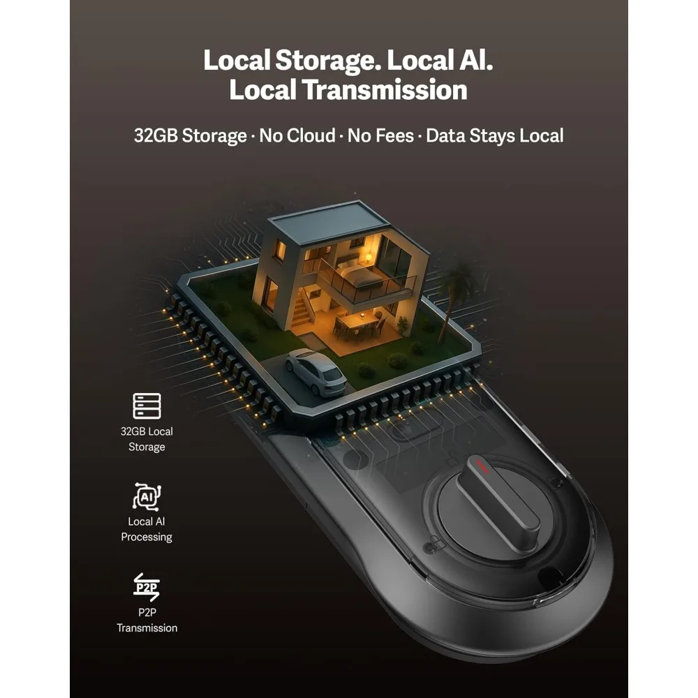 Smart Lock with 2k 180° Camera, Fingerprint Recognition, Ai Motion Detection, Ip65 Weatherproof, Remot, Smart Lock