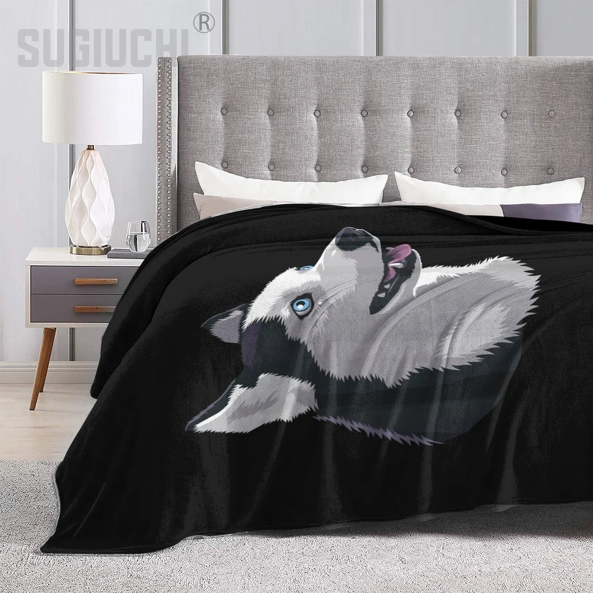 Manta para perro Husky Siberiano Huskies, funda de sofá multifunción de franela para acampar al aire librer