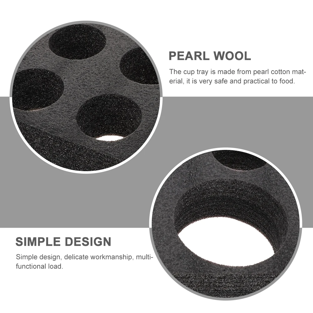 

2 pcs Cup Trays Holder Black Pearl -six Holes Coffee Tea Milk Fixing Multi-hole Takeout Beverage Carrier Cup Stand