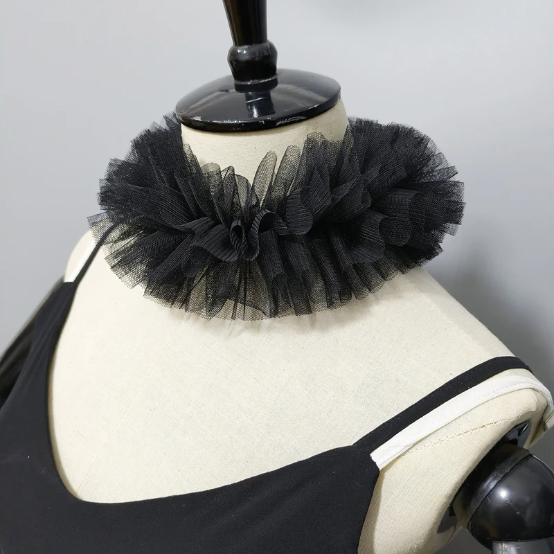Mesh Small Puffy Collar Scarf Palace Tulle Ruff Collar Lace Neck Layered Ruffle Decorative Fake Collar Cosplay Costume Accessory