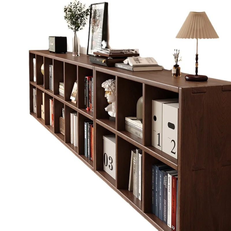 

Книжная полка из цельного дерева, полка от пола до потолка, комбинация стен, решетчатый шкаф для гостиной, сосновый шкаф для хранения, низкий бытовой книжный шкаф