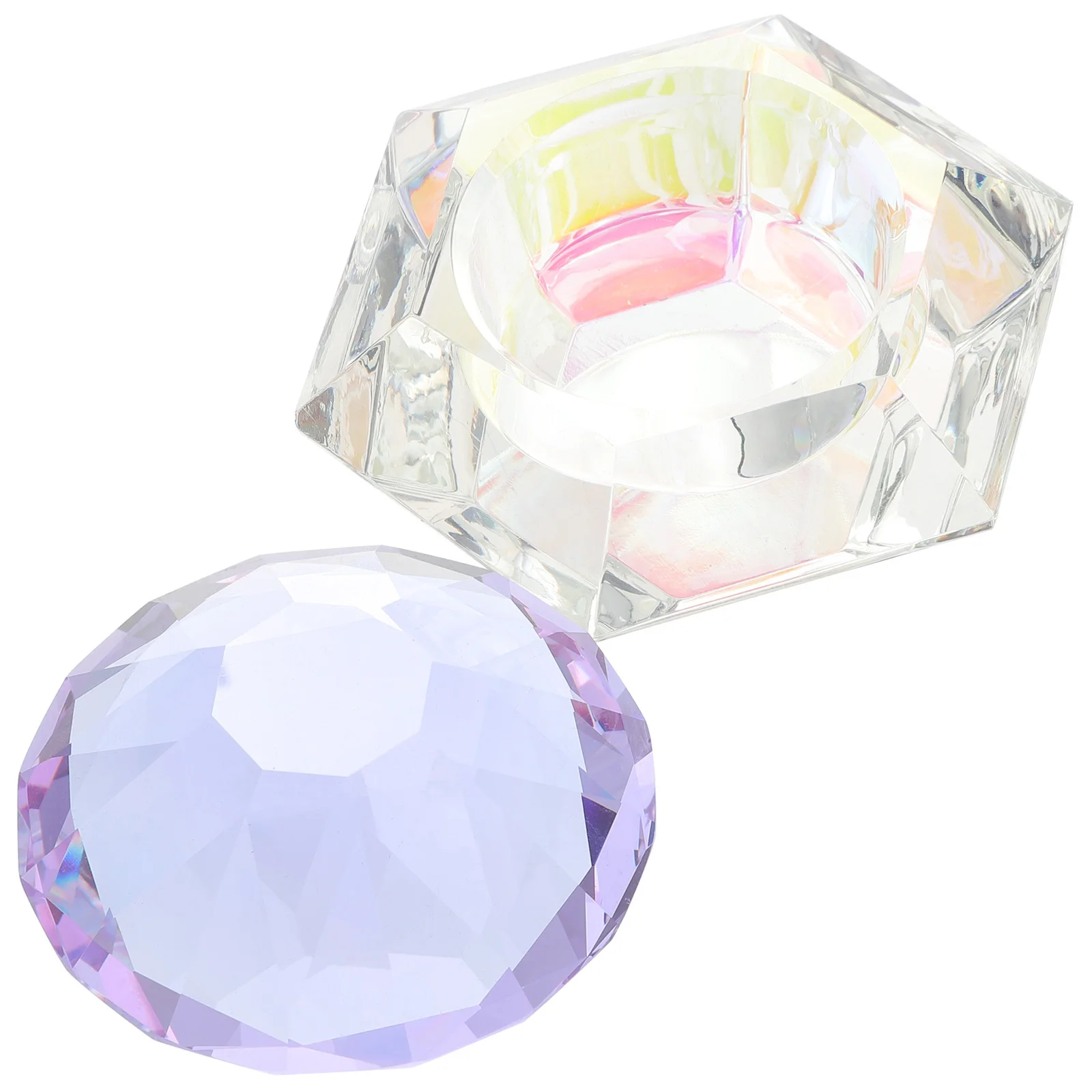 Copo de prato de vidro de cristal para arte em unhas, recipiente versátil de pó líquido acrílico, melhor presente para mulheres, tigela de arte em unhas