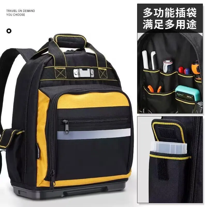 Imagem -02 - Bolsa Multifuncional para Ferramentas de Reparo para Homens Mochila de Ombro Suporte Eletricistas Mala de Lona de Manutenção Durável e Portátil