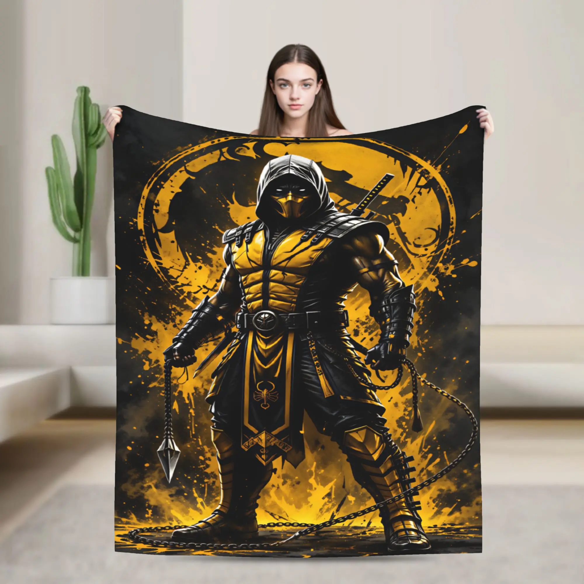 M-Mortal Kombat  Blanket  Soft Warm Novelty Plush Throw Blanket For Couch Chair Camping Flannel Bedspread Bed Cover