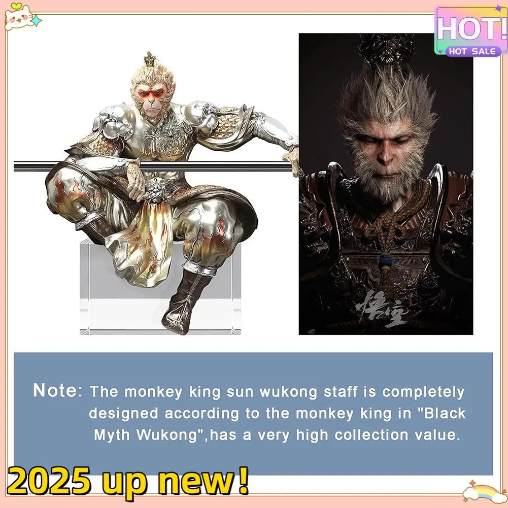 

Stylish-Black Myth Wukong Decorations Model,Monkey Figurines Monkey King Decor, 3A Game Sun Wukong Statue Model Decoration