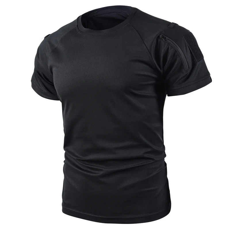 Herren Sommer Pullerover Quick Dry T-Shirt Camping Wandern Klettern Shirt Taktische Militärische Kampf Oansatz Revers T-shirts Atmungsaktiv – Detail 10