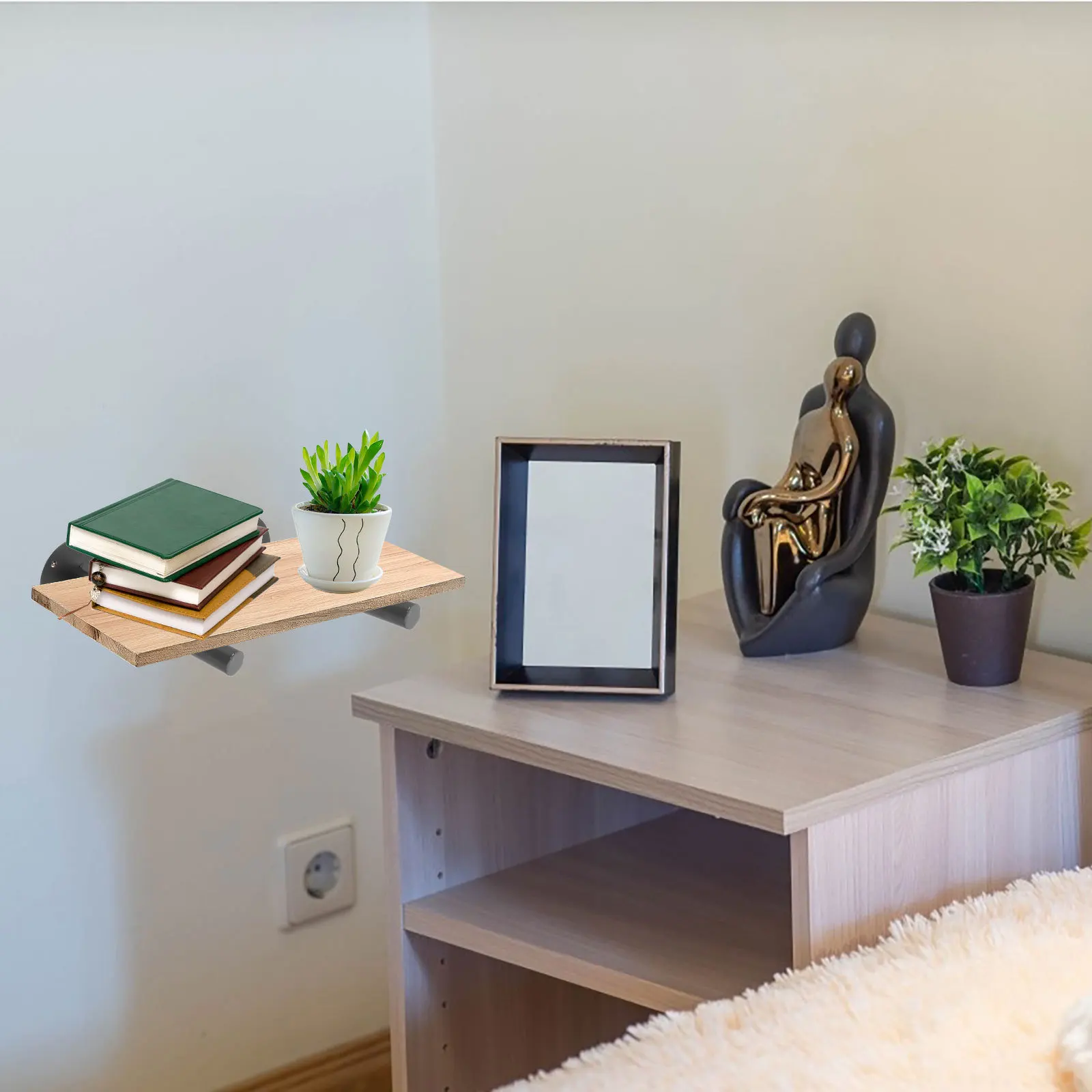 

2Pcs Iron Shelf Mounting Brackets Strong DIY Wall Shelving Supports for Collectibles Photo Frames Decorative Use