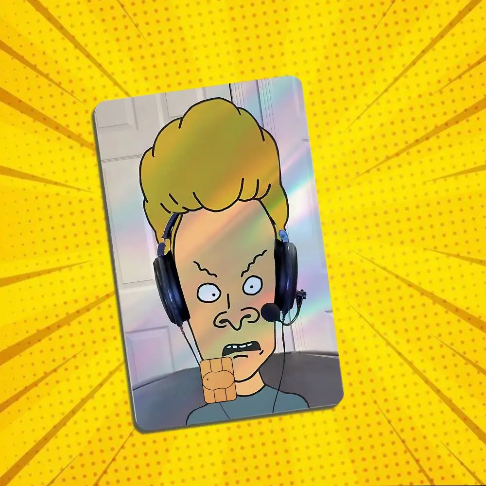 Split personality Beavis Butt Head Laser shimmer Credit Card Skin Party Stickers For Visa Bank Card Bus Metro Access Card Pvc