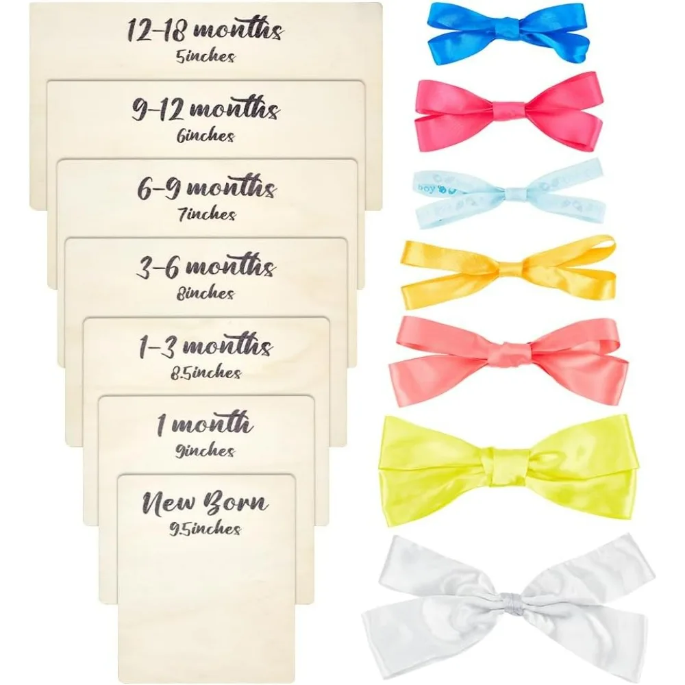 7 Pcs Bow Maker Templates, 7 Sizes Headwrap Boards Wood Bow Tie Boards for Woman Hair Bows Gift Bows DIY Crafts Display