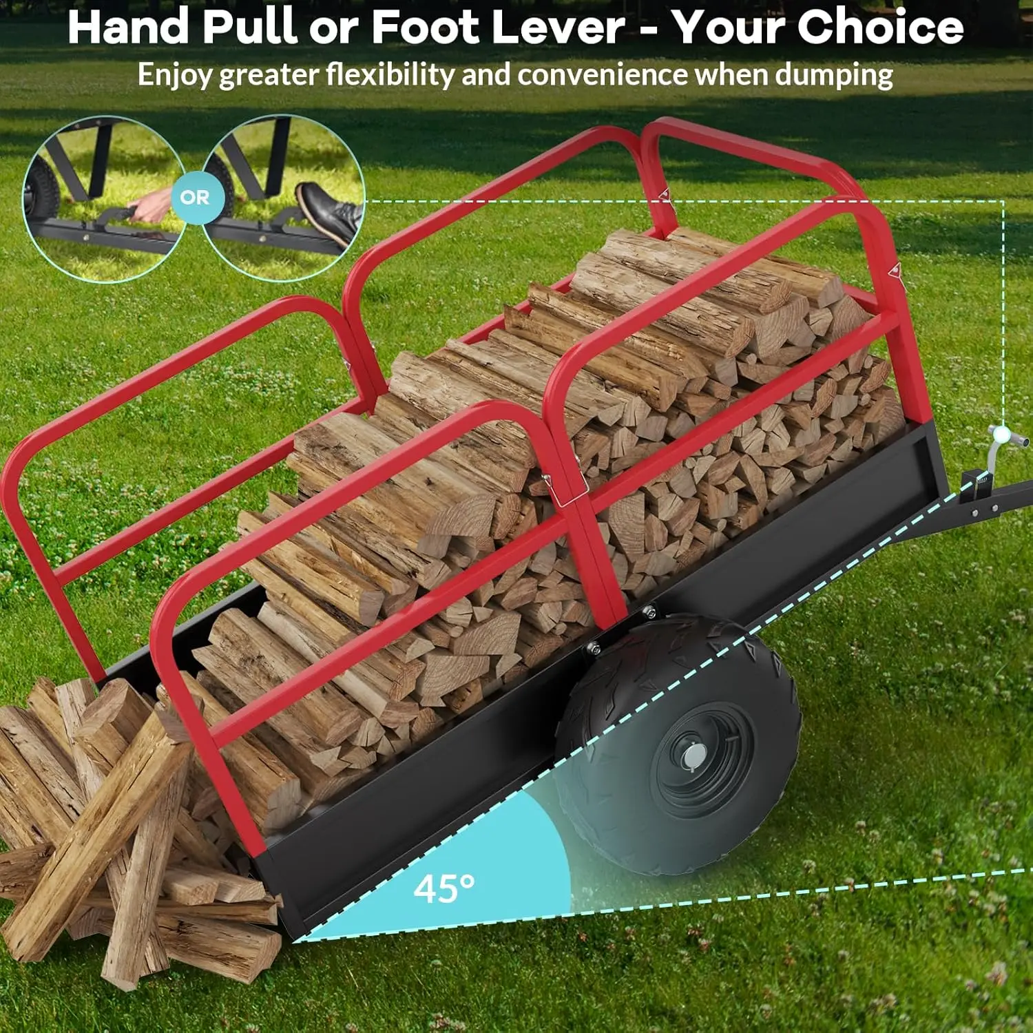 Utility Trailer, Heavy Duty ATV Trailer, 1700lbs Lawn Mower Trailer, Yard Garden Trailer with Removable Sides, ATV Dump Trailers