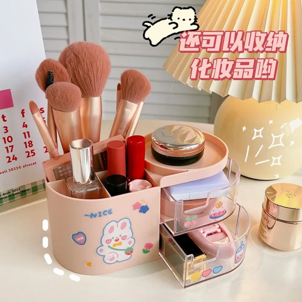 Kawaii Drawer Style Pen Holder Household Office Desk Miscellaneous Storage Rack Desktop Stationery Remote Control Storage Box