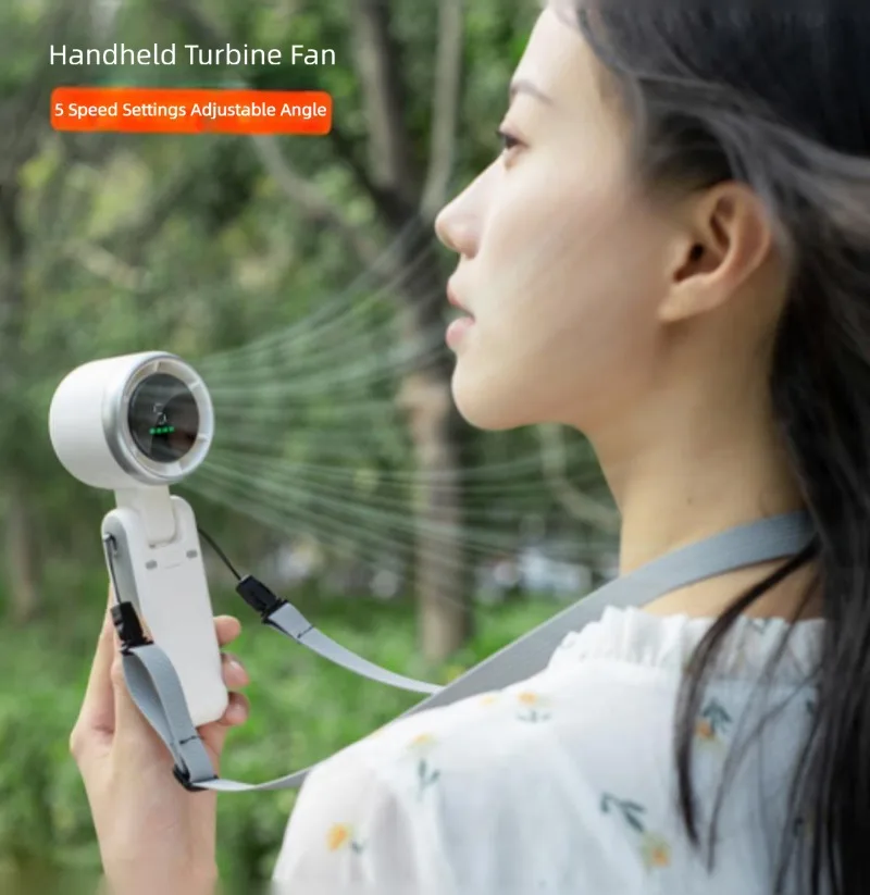 FOR N607 handheld folding neck mini USB small fan, high-speed turbocharged violent digital display five-speed fan