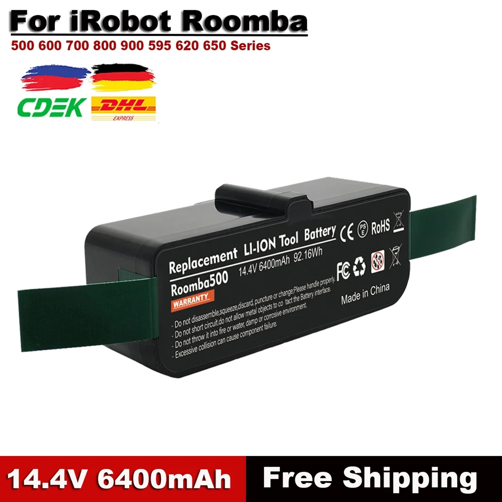 Akumulator do odkurzacza iRobot Roomba 14,4 V 6,4 Ah Akumulator do odkurzacza iRobot Roomba 500 600 700 800 900 595 620 650 780