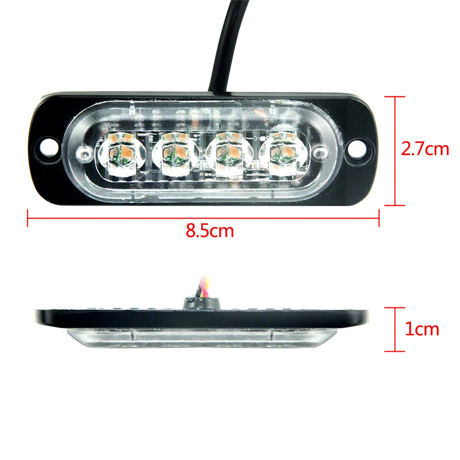 4*LED Recovery Strip Light Truck Beacon Light Amber 3000K 12W 12-24V Truck/Van Off-road Car Urgent Light Car Accessory