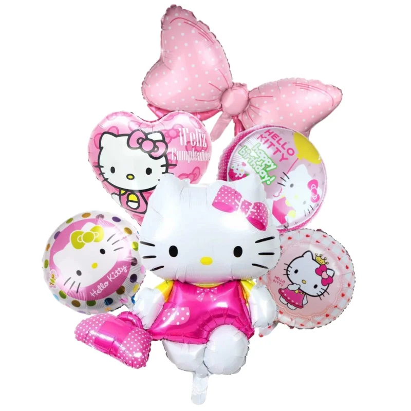 ﻿   ชุดตกแต่งงานวันเกิดธีมเฮลโลคิตตี้ใหม่ ลูกโป่งสไลด์ ของตกแต่งงานเลี้ยงฉลองทารกเพศหญิง งานปาร์ตี้สีชมพู ลูกโป่งเฮลิียมรูปแมว KT อุปกรณ์ตกแต่ง