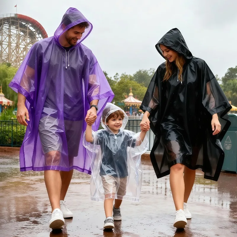 EVA Rain Poncho Adult and Kid Parent Child Style Lightweight Protective Reusable Portable for Travel Outdoor Activities