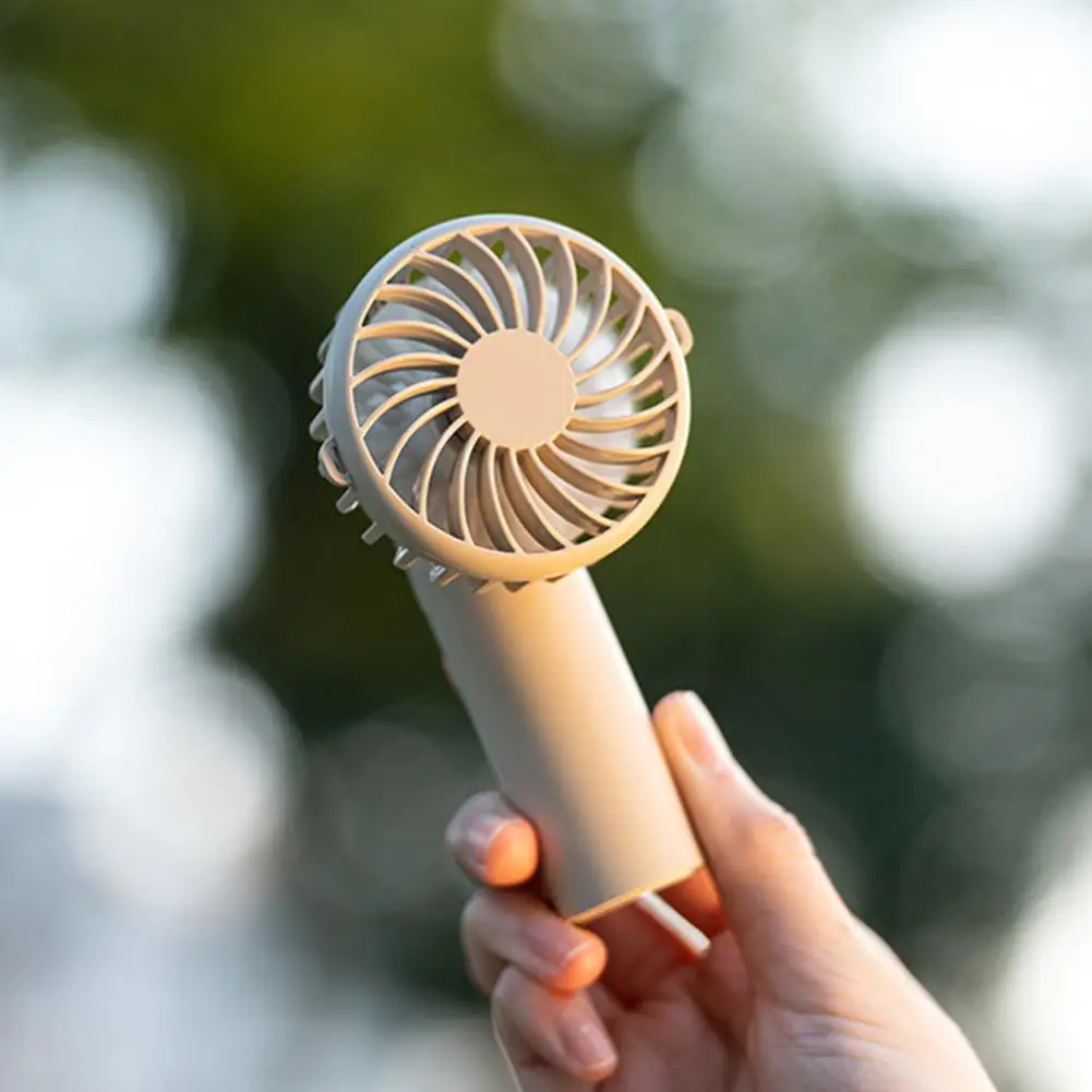 Adjustable Airflow Handheld Fan For Hot Weather Apricot Compact Battery Operated Fan 90 Adjustable Angle Compact Size