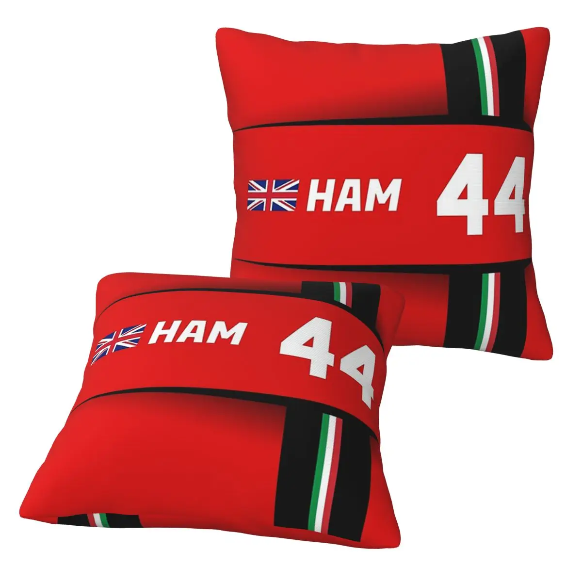 F1 2025 - # 44 هاميلتون 2 قطعة غطاء وسادة مربع وسادة بسحاب ديكور مريح رمي وسادة للأريكة المنزلية