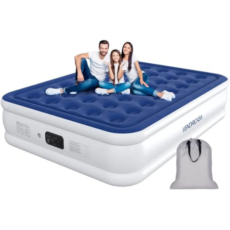 

Air Mattress with Built in Pump 18" Raised Inflatable Mattress Self Inflating Blow Up Bed Comfort Portable Air Bed with Carry B