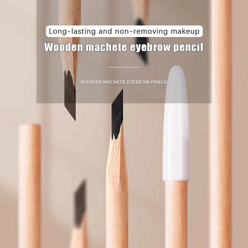 Wooden Hard Core Waterproof Anti-Sweat Tattoo Eyebrow Positioning Pen Makeup Tools Long Lasting Black Eyebrow Pencil