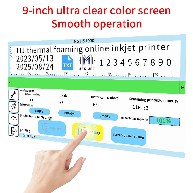 2024 MASIJET Batch Date Online TIJ Inkjet Printer for Fabric Paper Machine Box Packaging Bag Printing Machine