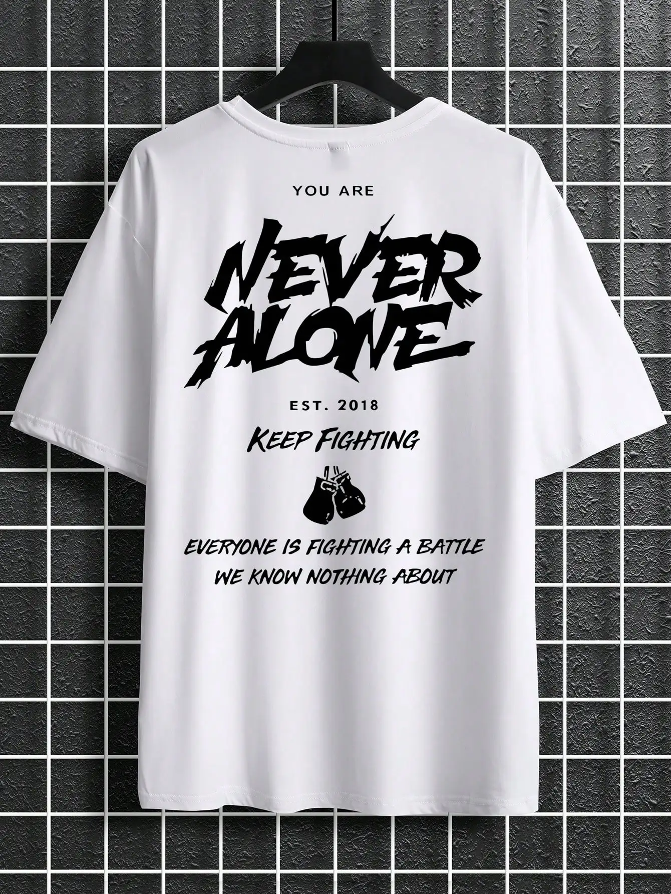 

Plus Size Men's Casual Street Slogan Print Loose Drop Shoulder Short Sleeve T-Shirt Summer