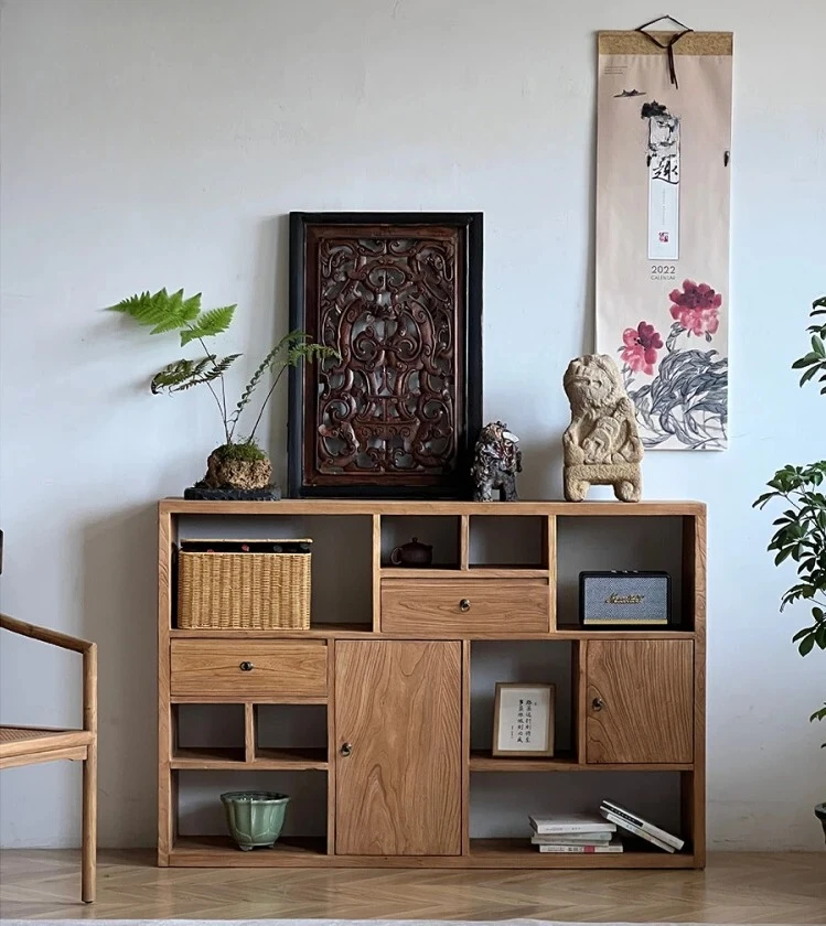 

Nordic Style Solid Wood Storage Rack Household Minimalist Entrance Cabinet