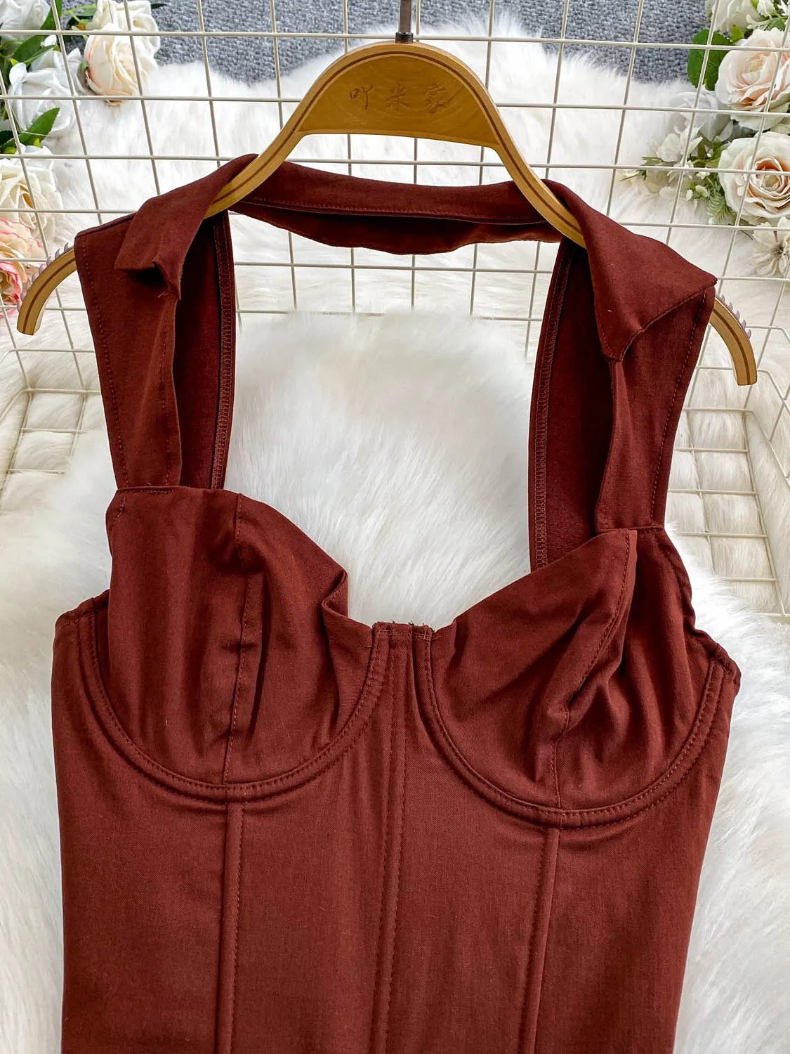 Sexy Quadrat Kragen Hängen Ne Strap frauen Herbst Winter Abnehmen ort Jeans Top Design Sensation Innere Tragen Fem Faion