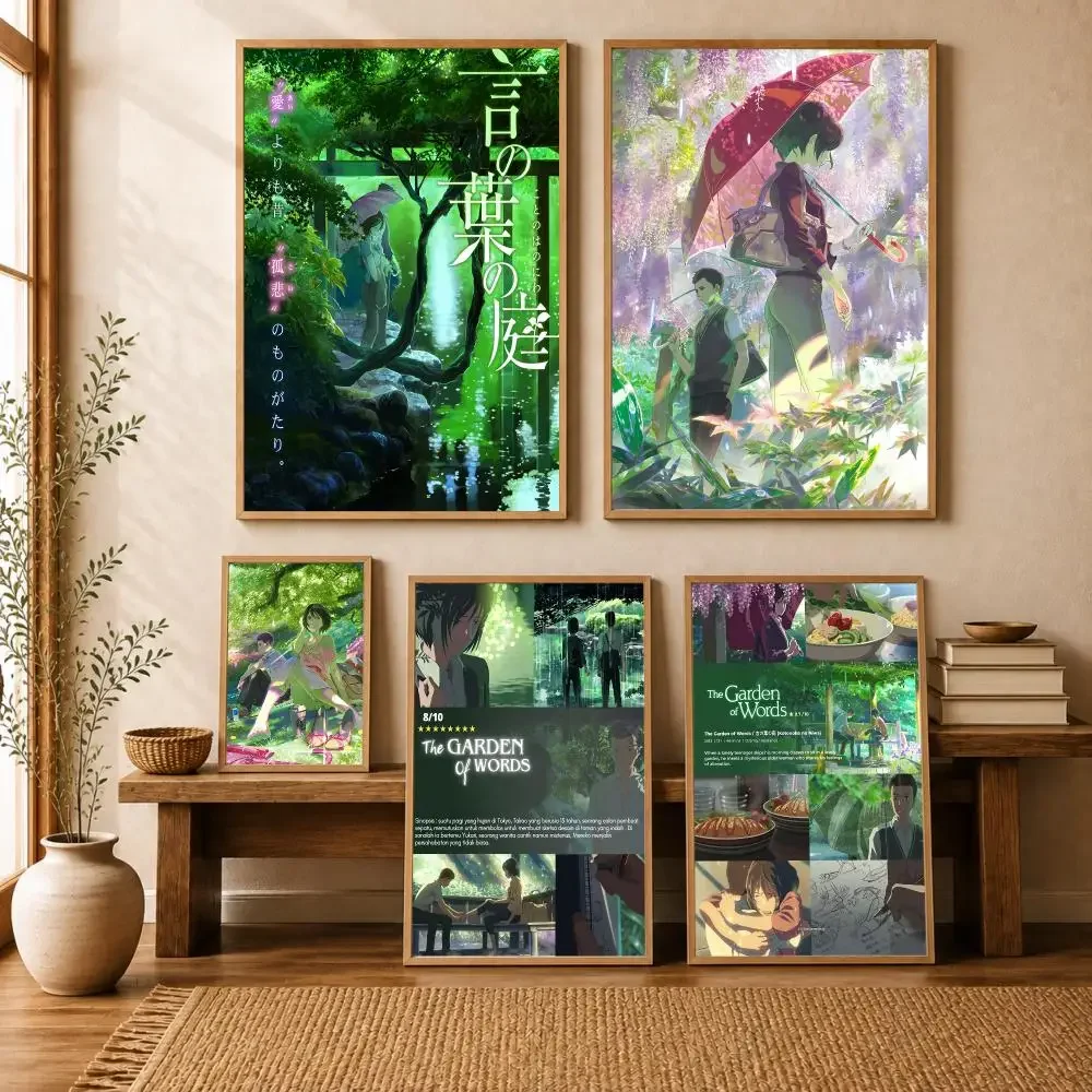 The Garden of Words Anime Poster Modern Home Living Bedroom Bar Hallway Waterproof Wall Art Aesthetic Decor