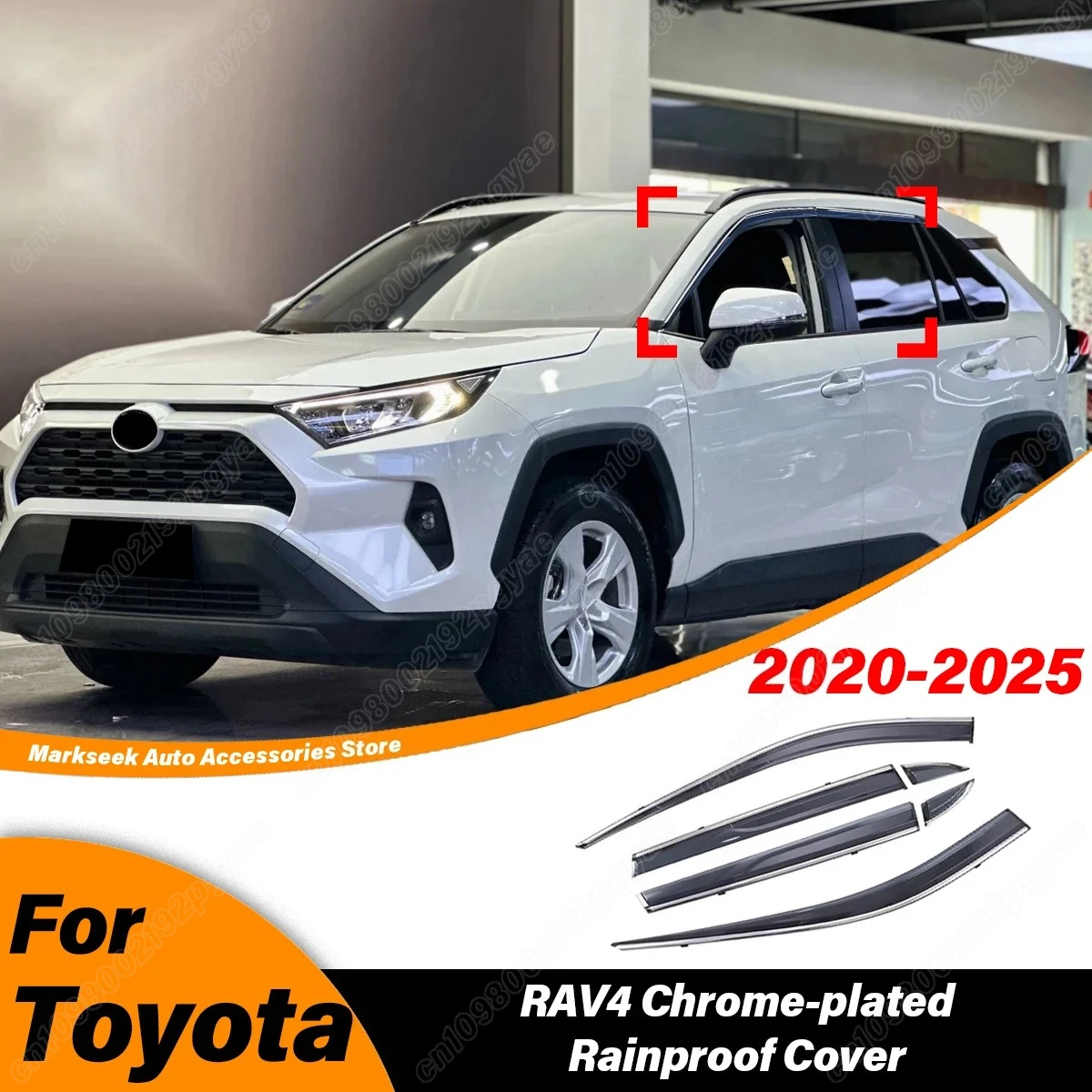 

For Toyota RAV4 2020 2021 2022 2023 2024 2025 Chrome-plated Decorative Sun Visor Rain Cover Body Rain Block Body Accessories