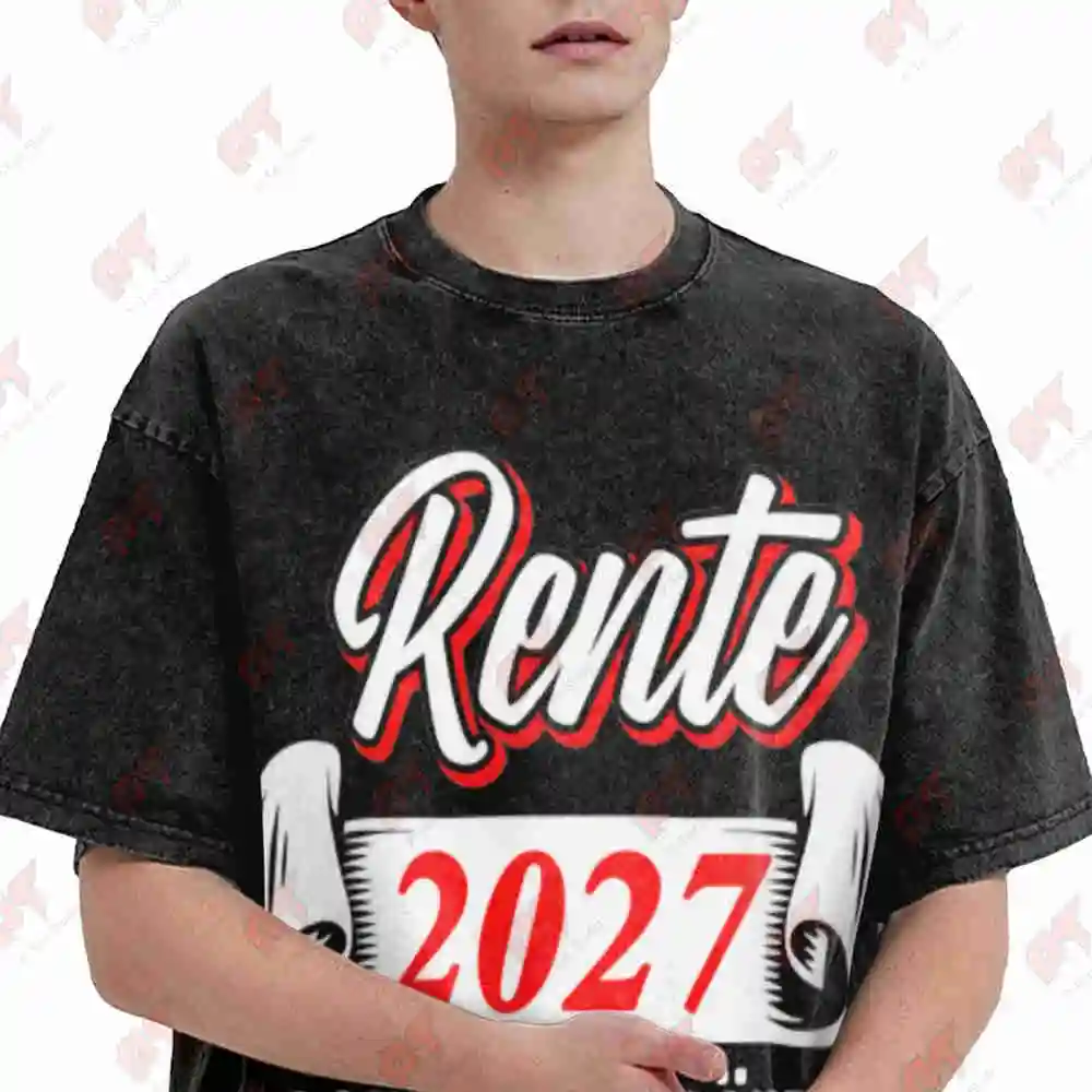 Retirement Countdown Pension 2027 Loading Vintage Washed Tee Pure Cotton T-Shirt