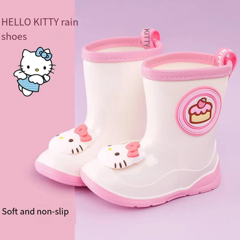 Hellokitty Cartoon Kids Waterproof Boots Cute Sanrio Kuormi Cinnamoroll My Meldoy Summer Outdoor Non Slip Rain Boots Girl Gift