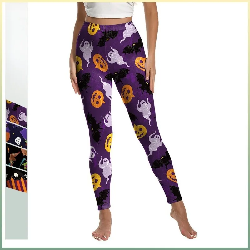 

Halloween Funny Legging Women Ghost Pumpkin Bat Print Yoga Leggings Elasticity Workout Outfit Cosplay Costume Party Performance