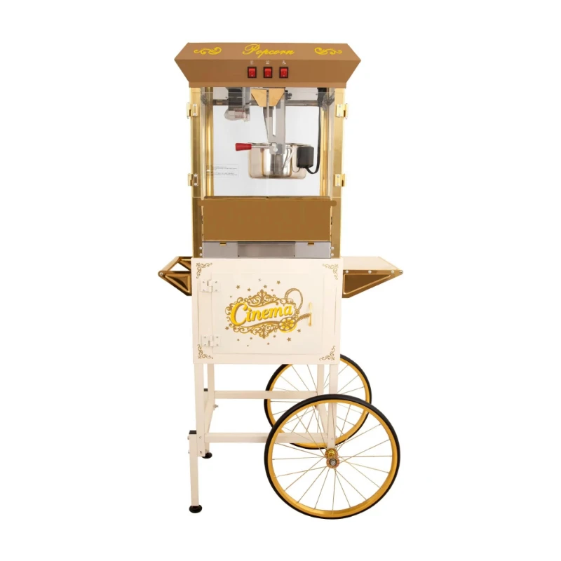 Popcorn machine with cart, platinum pot type, for cinema