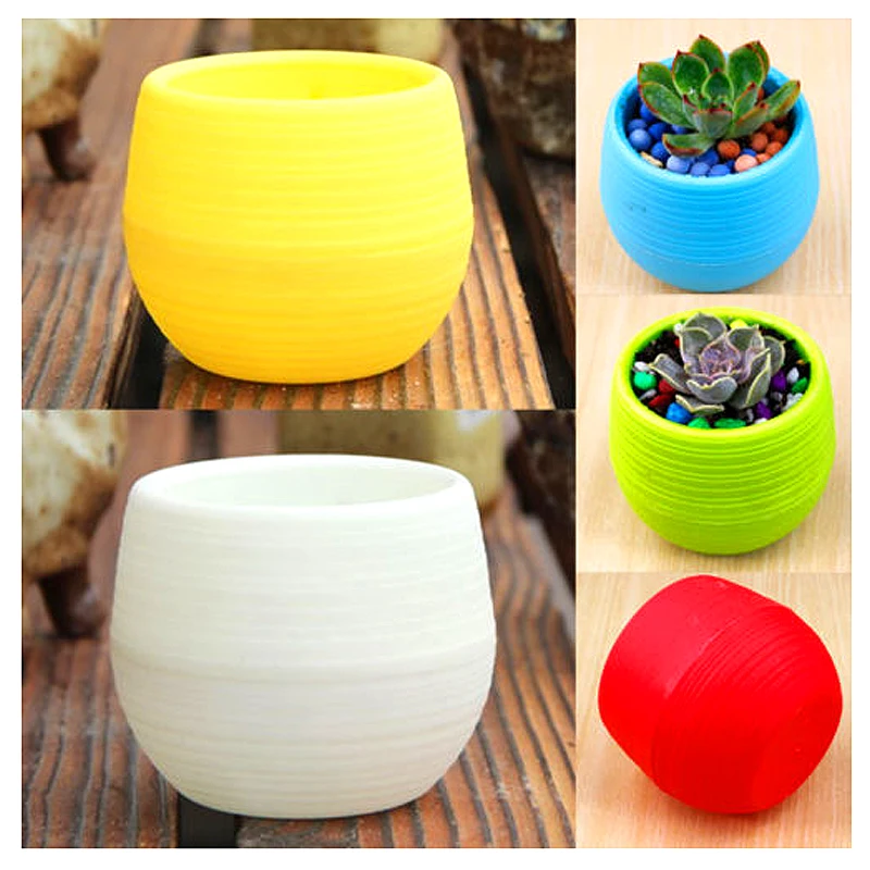 Mini Resin Stone Ball Flower Pot Multiple Colors Automatic Water Storage for Succulent Fleshy Potted Plants Home Garden Supplies