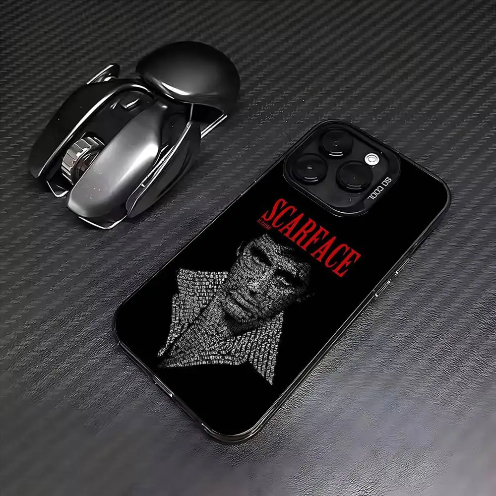 العالم هو لك S-Scarfaces حافظة هاتف خلفية فضية ملونة لهاتف آيفون 17 16 15 14 13 12 11 Plus Pro Max Plus