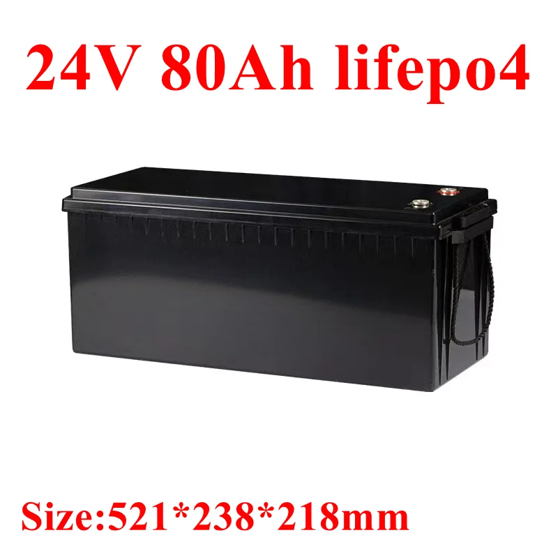 Lifepo4 24v 80AH battery BMS 80A 2000W for Electric motor bike tricycle RV AGV Air conditioner heater UPS + 10A charger