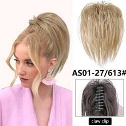 Chignon reto sintético para mulheres, extensões de cabelo com grampo, pão bagunçado, garra de pão, cabelo falso, crocante