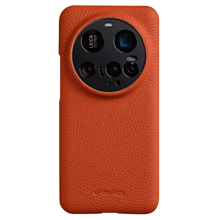 

MELKCO For Xiaomi 15 Ultra Magnetic Case Genuine Cow Leather + PC Back Cover - Orange